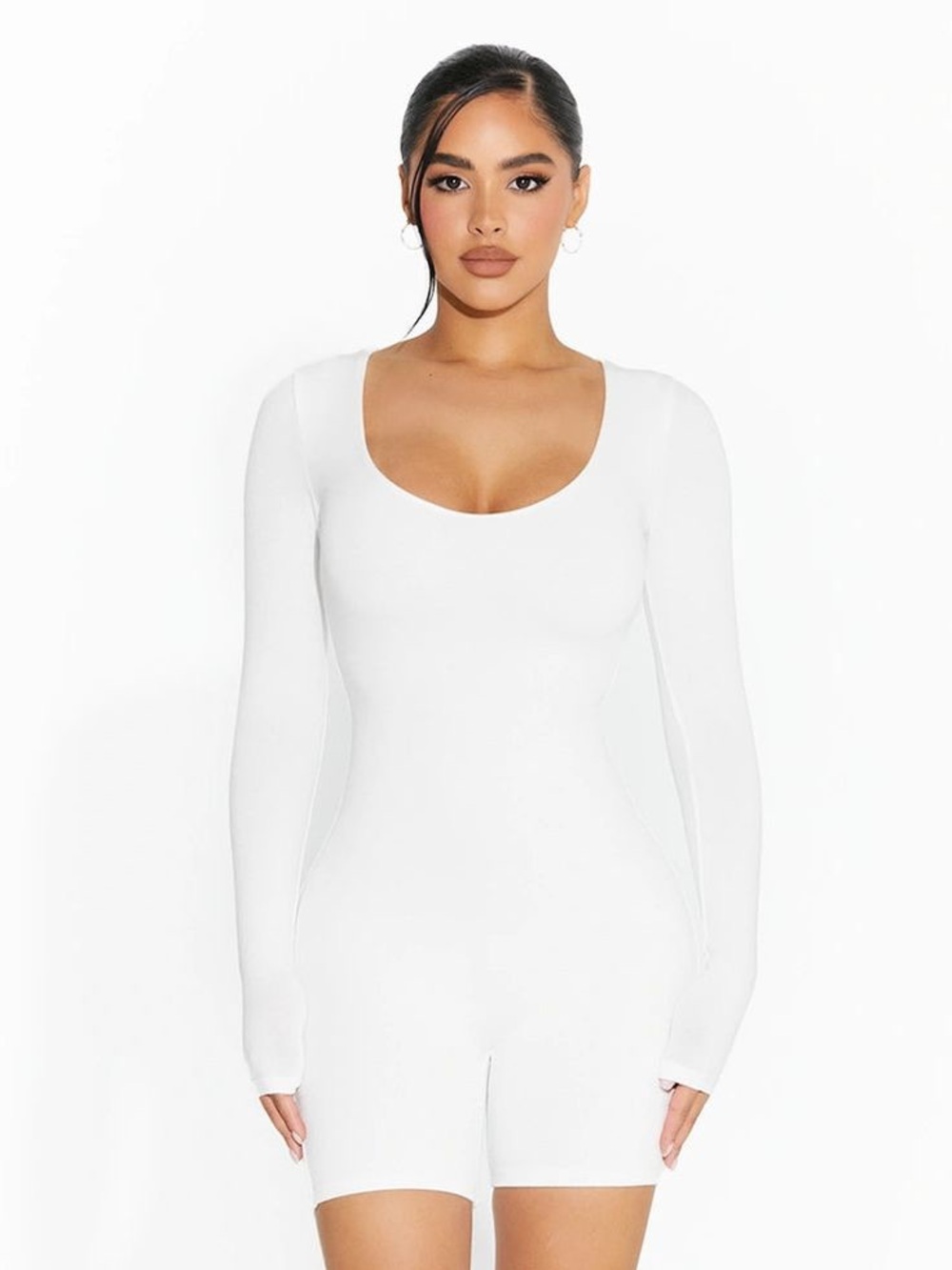 Naked Wardrobe Scoop Me Up Romper in White